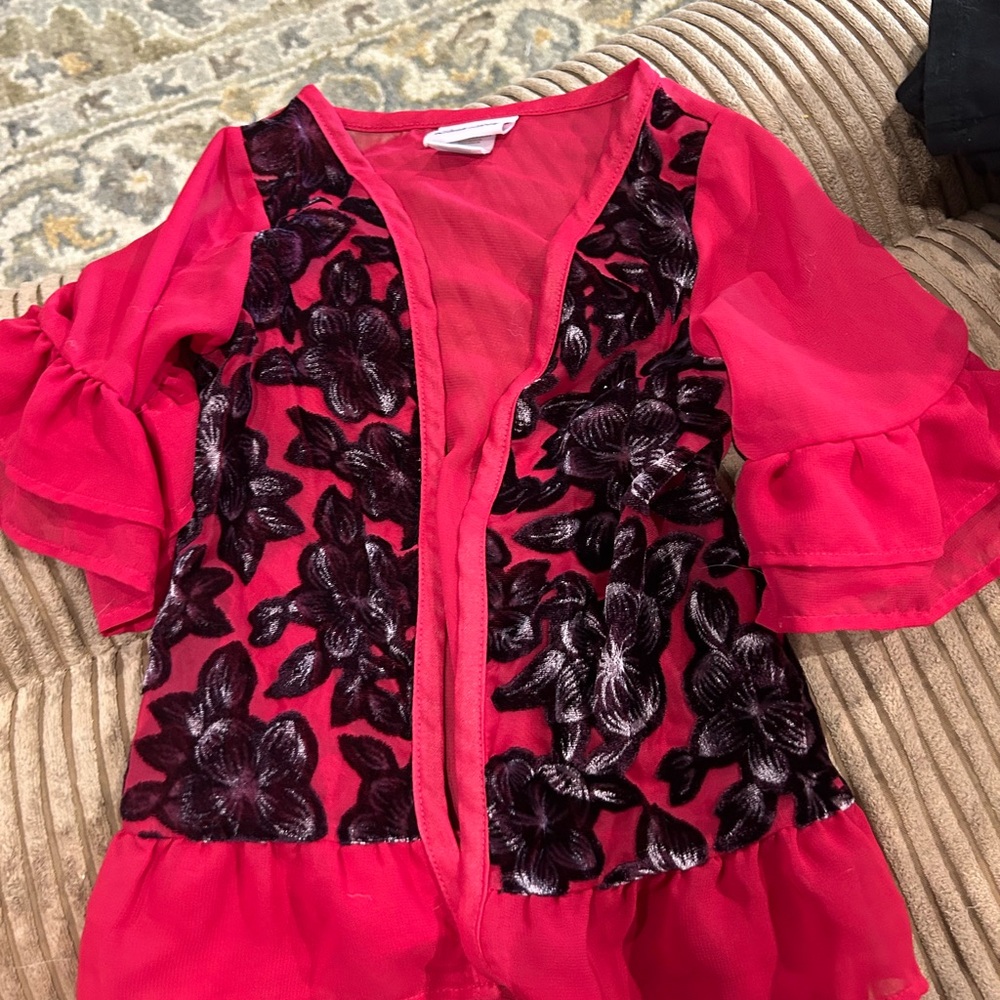 Little Lass Pink and Black Floral Kids Blouse